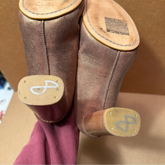 Bronze metallic Clark’s Grace Eva chunky heel shoes, size 7.5, comfortable - Picture 11 of 12